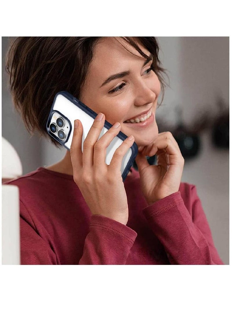 vesus Protective Shock Absorption Rubber Bumper Transparent Hard Back Clear Cover For iPhone 14 Pro Max Blue - Image 3