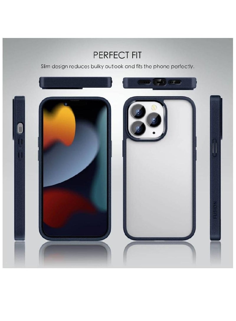 vesus Protective Shock Absorption Rubber Bumper Transparent Hard Back Clear Cover For iPhone 14 Pro Max Blue - Image 2