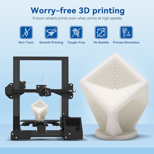 3DHoJor PLA High Speed Printer Filament 1.75mm 1kg Cardboard Spool (2.2lbs) Rapid PLA to 5X Faster Printing Filament PLA Dimensional Accuracy +/- 0.02 mm Fits for Most FDM 3D Printer -White - Image 3