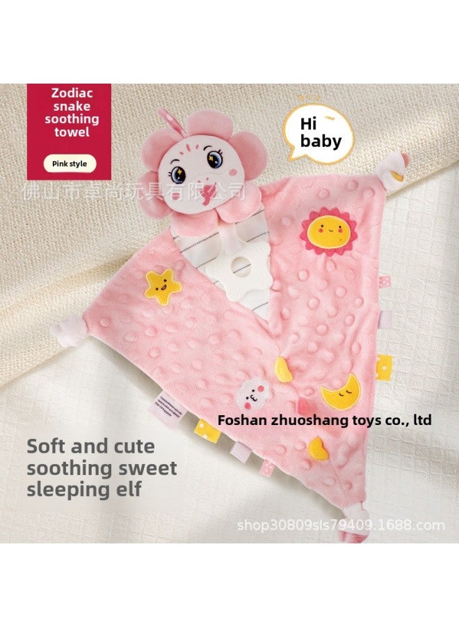 Baby Soothing Doll Can Bite Newborn Anting Towel 0-1 Year Old Baby Sleeping Toy Snake Year Children's Toy-Color:Zodiac Snake Pink Comfort Towel - Image 1