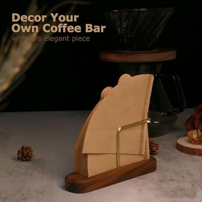 Bukela Coffee Filter Holder Storage Black Walnut Brass Rack Container For Bar Home Office Compatible With 124V60 Filters Convenient - Image 5