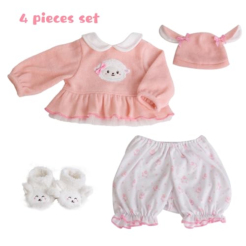 EKOKIZ Reborn Baby Dolls Clothes Girl Pink Sheep Friends Doll Clothes 1722 Inches Outfit Accessories Set for Reborn Baby Dolls Girl - Image 5