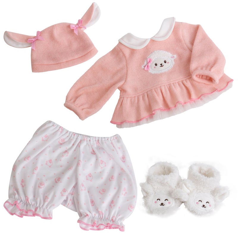 EKOKIZ Reborn Baby Dolls Clothes Girl Pink Sheep Friends Doll Clothes 1722 Inches Outfit Accessories Set for Reborn Baby Dolls Girl - Image 3