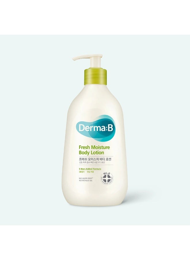 ديرما بي Derma B Fresh Moisture Body Lotion, Intensive Skin Moisturizing, Fast-Absorbing Long-Lasting Scented Body Care, Natural Deodorant Cream, Korean Skincare with Hyaluronic Acid 13.5 Fl Oz, 400ml, Kbeauty - Image 1