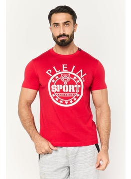 Plein Sport Men Sportswear Fit Short Sleeve Outdoor T Shirt, Red  - Image 1