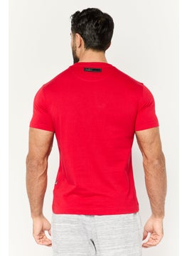 Plein Sport Men Sportswear Fit Short Sleeve Outdoor T Shirt, Red  - Image 4