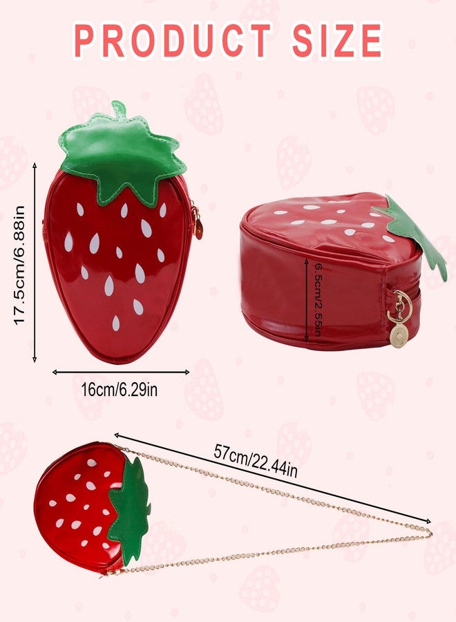 WisePoint Strawberry Purse for Women and Girls, Soft Strawberry Crossbody Bag with Chain Strap, Strawberry Bag Novelty Purse (red) - Image 2