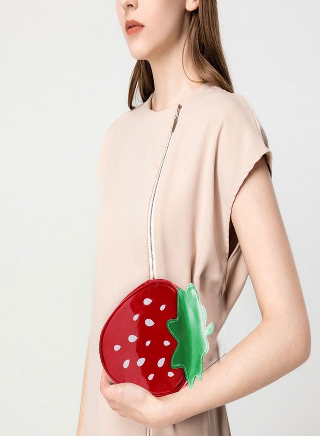 WisePoint Strawberry Purse for Women and Girls, Soft Strawberry Crossbody Bag with Chain Strap, Strawberry Bag Novelty Purse (red) - Image 5