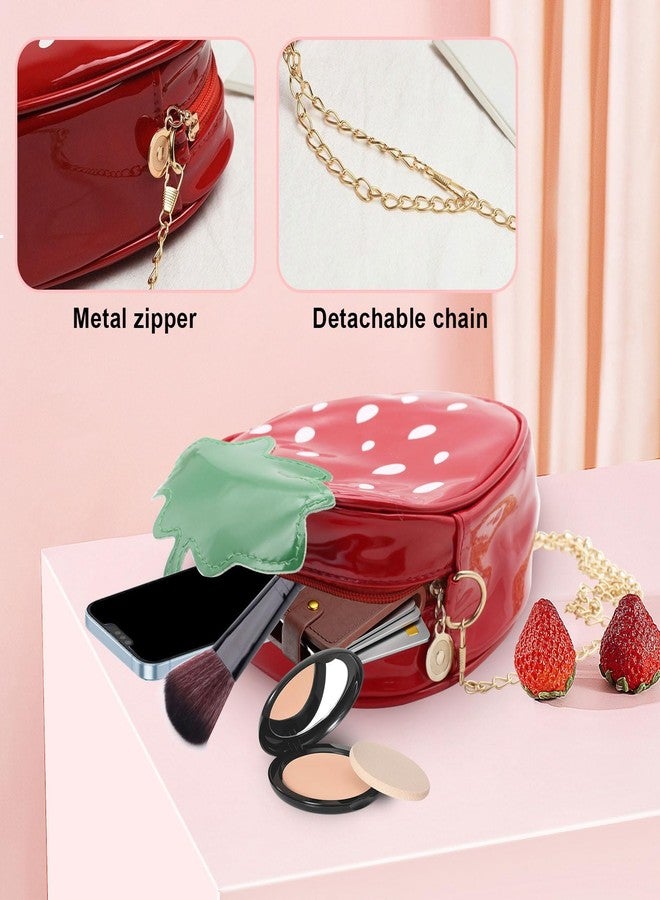WisePoint Strawberry Purse for Women and Girls, Soft Strawberry Crossbody Bag with Chain Strap, Strawberry Bag Novelty Purse (red) - Image 3