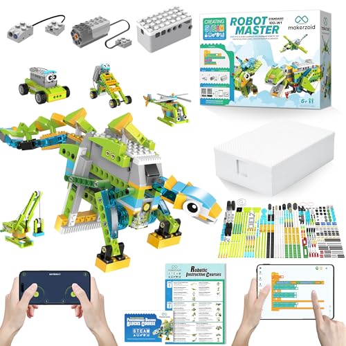 makerzoid Coding Robot Toy for Kids 6+, 100+ in 1 APP Control Robots Building Toys, Programmable Scratch Coding Kit with 23 Video Courses,Birthday Children's Day Gift for Kids (370 Blocks) - Image 1