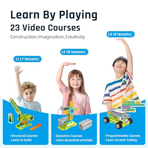 makerzoid Coding Robot Toy for Kids 6+, 100+ in 1 APP Control Robots Building Toys, Programmable Scratch Coding Kit with 23 Video Courses,Birthday Children's Day Gift for Kids (370 Blocks) - Image 5