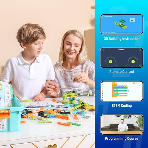 makerzoid Coding Robot Toy for Kids 6+, 100+ in 1 APP Control Robots Building Toys, Programmable Scratch Coding Kit with 23 Video Courses,Birthday Children's Day Gift for Kids (370 Blocks) - Image 3