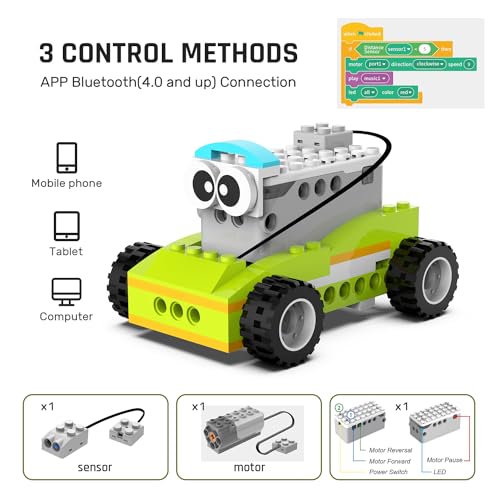 makerzoid Coding Robot Toy for Kids 6+, 100+ in 1 APP Control Robots Building Toys, Programmable Scratch Coding Kit with 23 Video Courses,Birthday Children's Day Gift for Kids (370 Blocks) - Image 4
