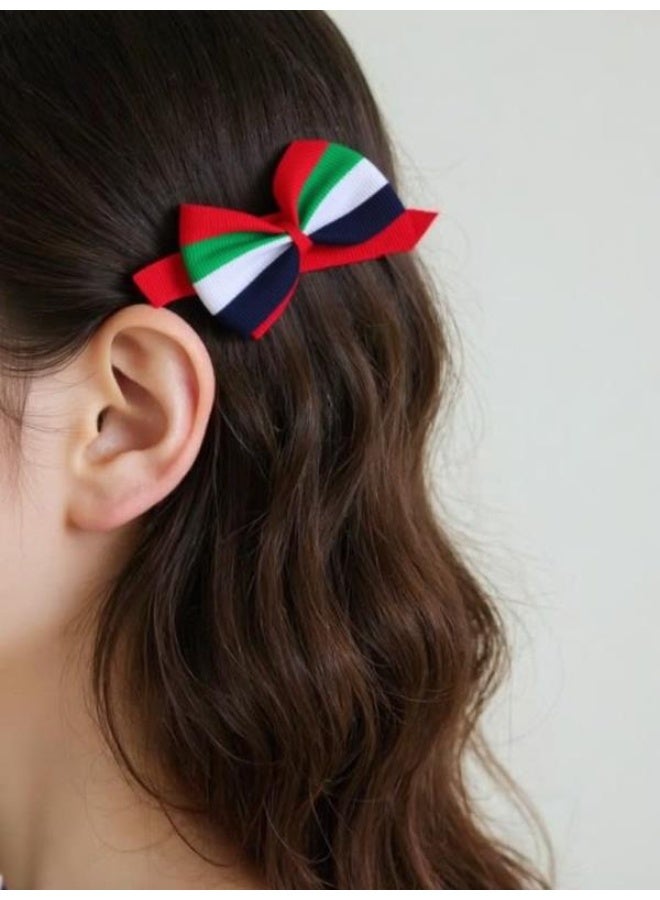 UAE National Day Accessories Set for Kids | 2PCS Bow Tie & Hair Clips | Flag Day Outfit | Boys & Girls Hair Accessories - Image 4