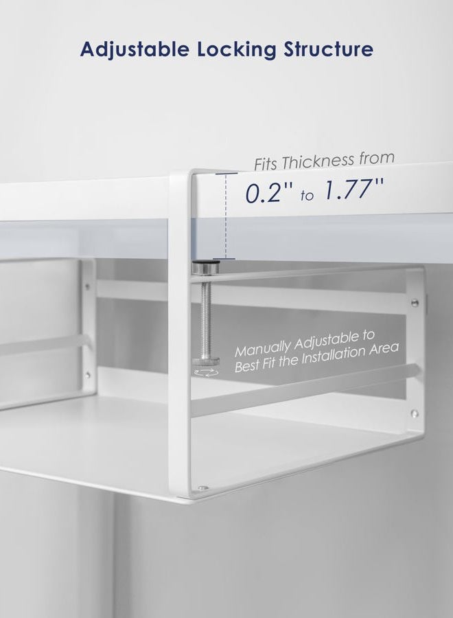 Nxconsu 2Pack Under Shelf Storage Basket Organizer Hanging Holder for Kitchen Cabinet Pantry Cupboard Desk Bookshelf Organization Space Saver Heavy Duty Slide-in Adjustable Mounting Clamp White Large - Image 3
