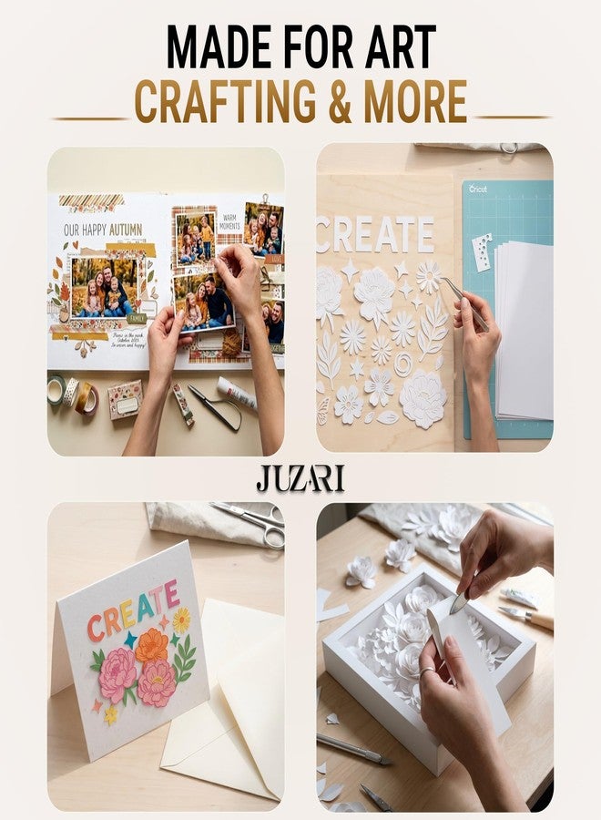 JUZARI 24 Sheets White Cardstock 12x12 80lb - Scrapbook Paper 12x12 Heavy Cardstock for Crafting Card Making Journaling Сutting - Smooth Thick Printer Paper for Scrapbooking Layered Art Projects Collage Work - Image 5