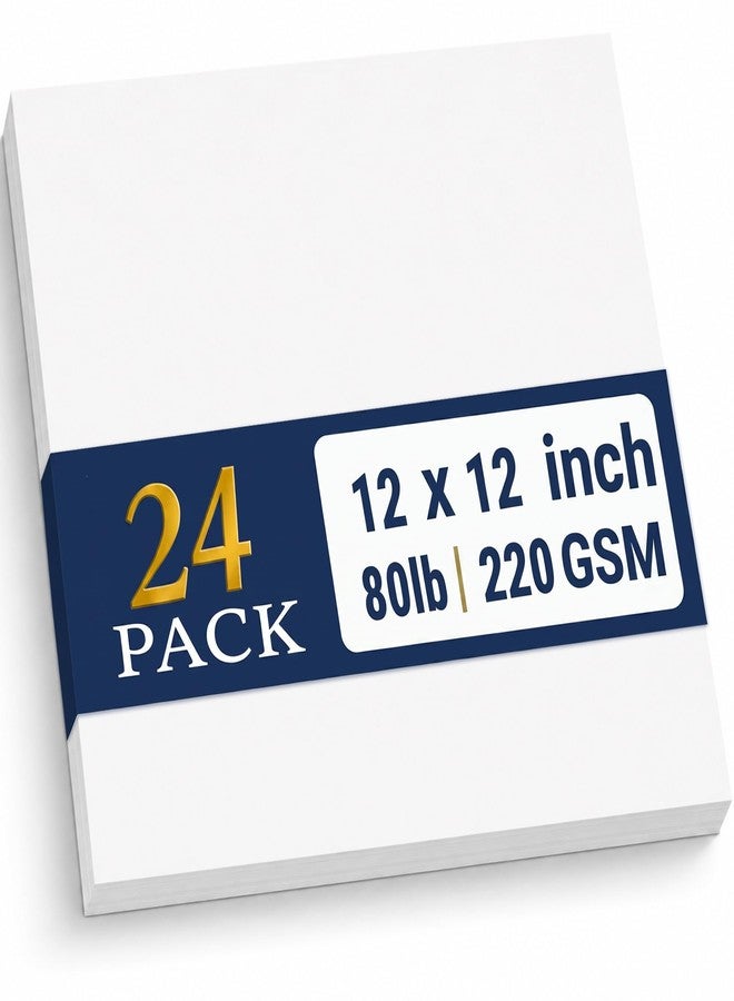 JUZARI 24 Sheets White Cardstock 12x12 80lb - Scrapbook Paper 12x12 Heavy Cardstock for Crafting Card Making Journaling Сutting - Smooth Thick Printer Paper for Scrapbooking Layered Art Projects Collage Work - Image 1