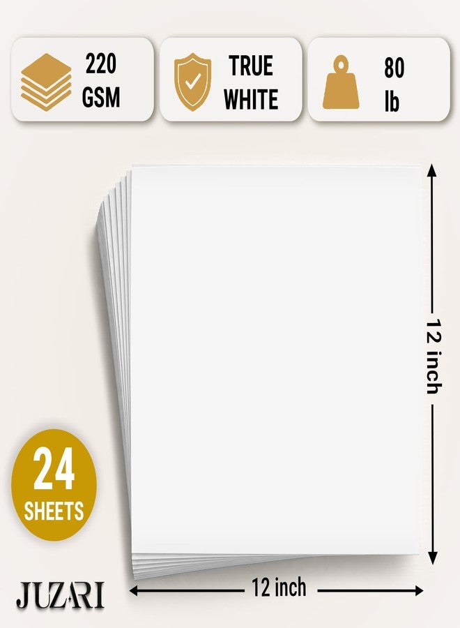 JUZARI 24 Sheets White Cardstock 12x12 80lb - Scrapbook Paper 12x12 Heavy Cardstock for Crafting Card Making Journaling Сutting - Smooth Thick Printer Paper for Scrapbooking Layered Art Projects Collage Work - Image 2