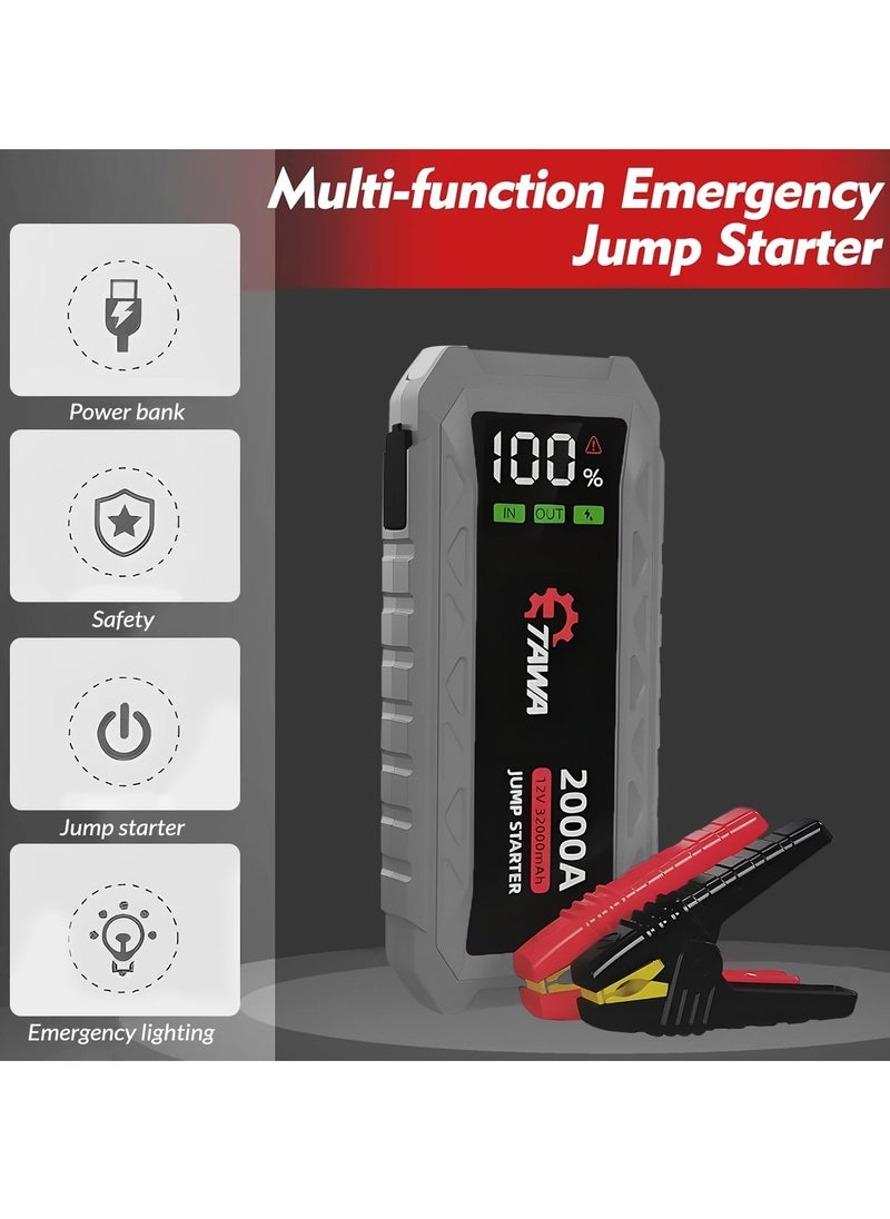 TAWA - TAWA K69 Jump Starter & Power Bank – 32000mAh High-Capacity Battery, 2000A Peak Current, 12V Vehicle Compatibility, USB-C Fast Charging, Multi-Function Emergency Power Solution - Image 1