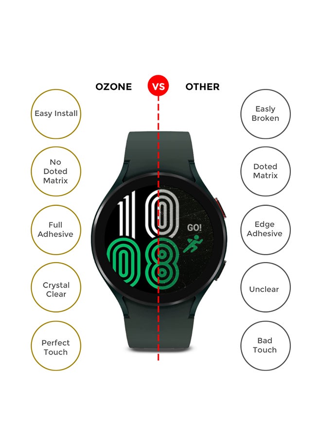 O Ozone Protector Compatible for Samsung Galaxy Watch 4 44mm Tempered Glass Screen Protector Shock Proof [2 Per Pack] HD Glass Protector - Black  - Image 4