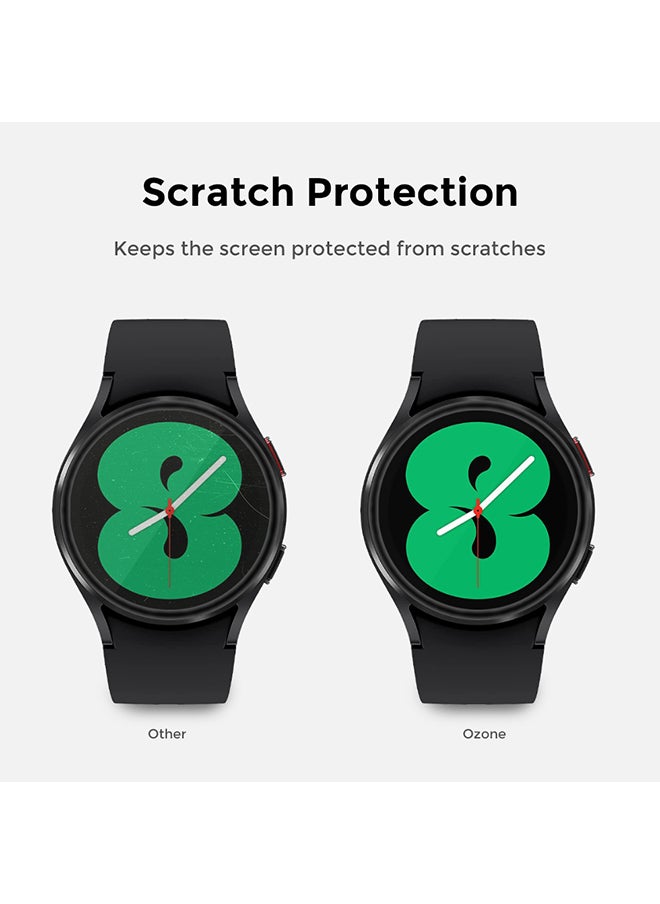 O Ozone Protector Compatible for Samsung Galaxy Watch 4 44mm Tempered Glass Screen Protector Shock Proof [2 Per Pack] HD Glass Protector - Black  - Image 5