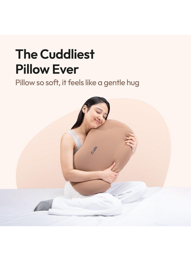 Frido وسادة فريدو العناق | قابلة للتنفس ورغوة الذاكرة فائقة النعومة | دعم النوم للبالغين | أفضل وسادة للعناق للذين ينامون على الجانب والسفر | مضادة للتجعد وصديقة للبشرة - بني موكا - Image 2