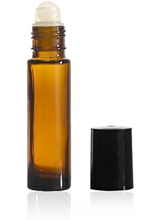 10 ml (1/3 oz) Amber Glass Roll on Bottle W/Ball & Caps (12)