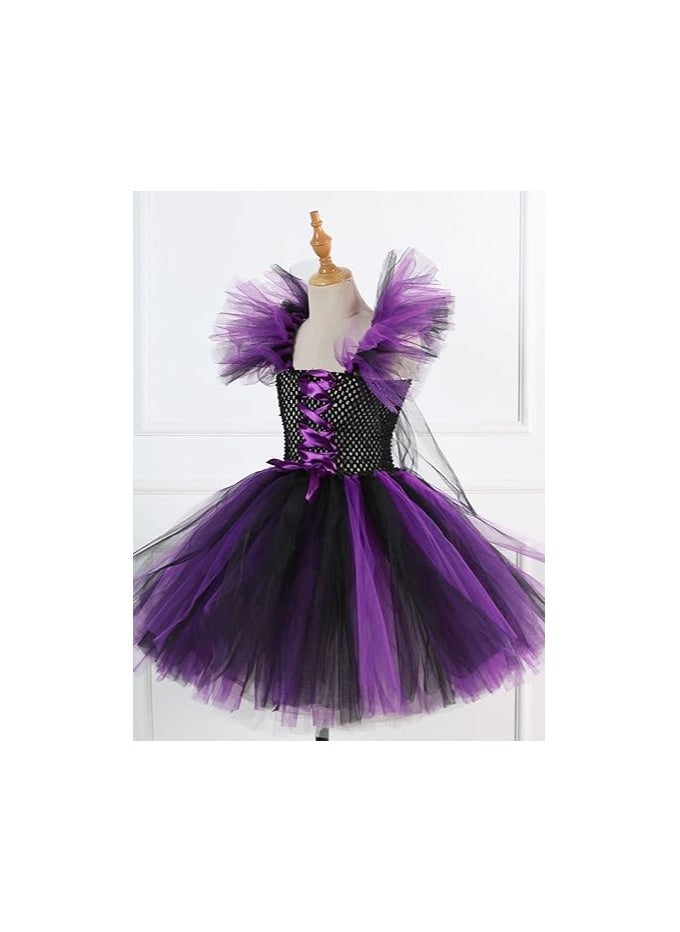 ماركة غير محددة Handmade Girls Tutu Dress for Halloween with Witch Broom and Witch Hat Dress Up Dresses Set, 8-9Y  - Image 5