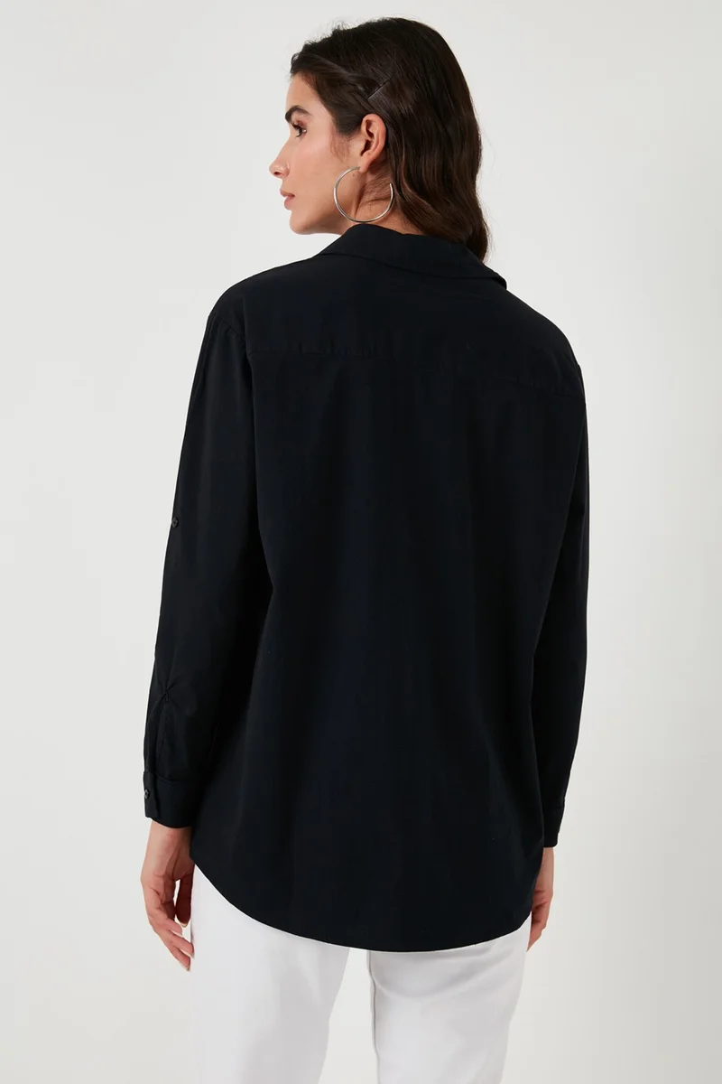 Lela Women's Shirt 100% Cotton Oversize Shirt with Stone Detail on Pockets 51444781