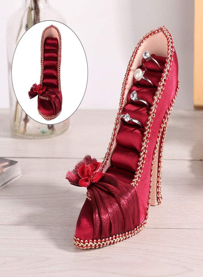 Betued Ring Holder, Ring Display, Ring Organizer, Ring Jewelry Organizer/Holder 8-Ring High Heeled Shoe Ring Earring Holder with Flower Fashion Home Decoration Display Stand (High Heels) - Image 4