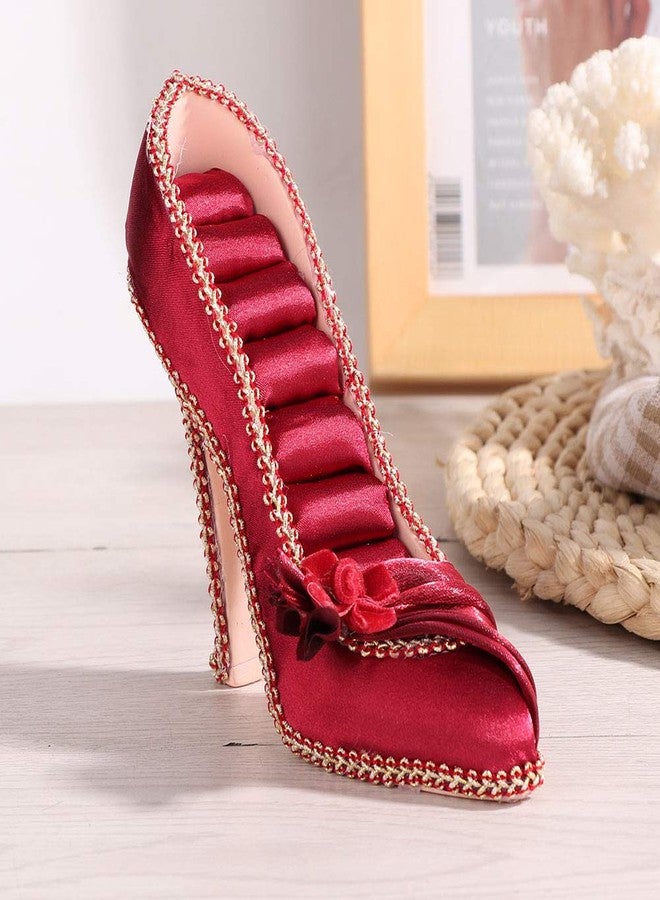 Betued Ring Holder, Ring Display, Ring Organizer, Ring Jewelry Organizer/Holder 8-Ring High Heeled Shoe Ring Earring Holder with Flower Fashion Home Decoration Display Stand (High Heels) - Image 3