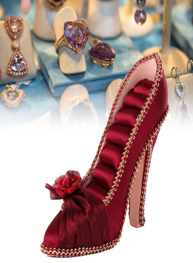 Betued Ring Holder, Ring Display, Ring Organizer, Ring Jewelry Organizer/Holder 8-Ring High Heeled Shoe Ring Earring Holder with Flower Fashion Home Decoration Display Stand (High Heels) - Image 1