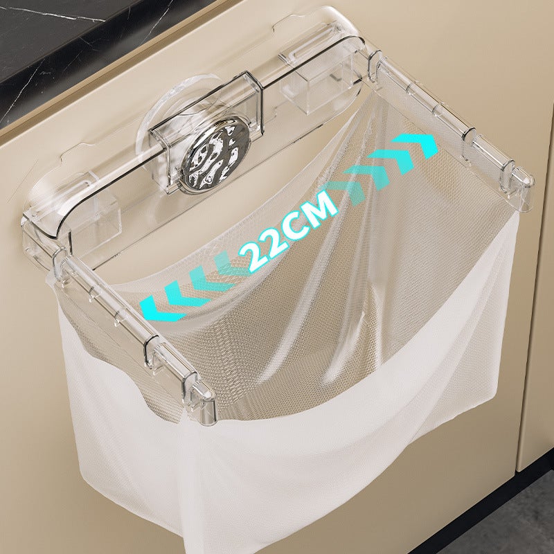 حامل كيس القمامة بكوب شفط – سلة مهملات مطوية مثبتة على الحائط للمطبخ - Image 4