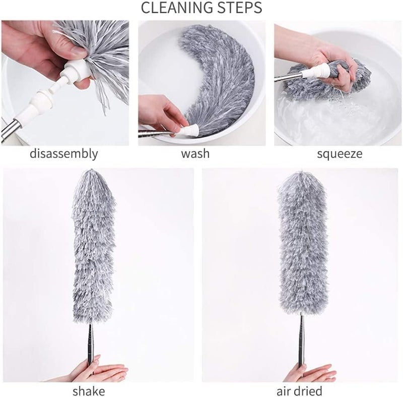 Fruhrer Microfiber Extendable Dust Cleaning Duster for Best Fan CleaningHigh Roof CleaningHigh Area Cleaning Bendable and Washable DusterGrey - Image 5