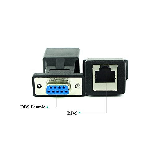 LFHUKEJI RJ45 to RS232,DB9 9-Pin Serial Port Female to RJ45 Female Cat5e/6 Ethernet LAN Extend Adapter - Image 2