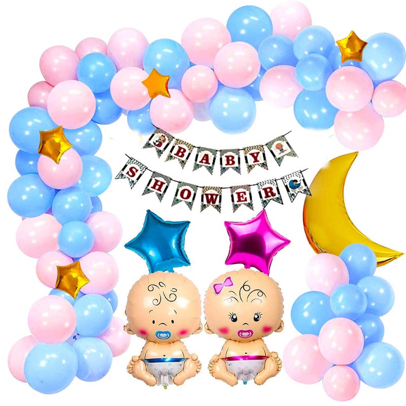SOI Baby Shower Decoration Items Set-60Pcs Kit Baby Shower Banner|Multicolor Latex Balloons| Baby Shower Decoration Kit For Maternity Pregnancy Photoshoot|Decor - Image 4