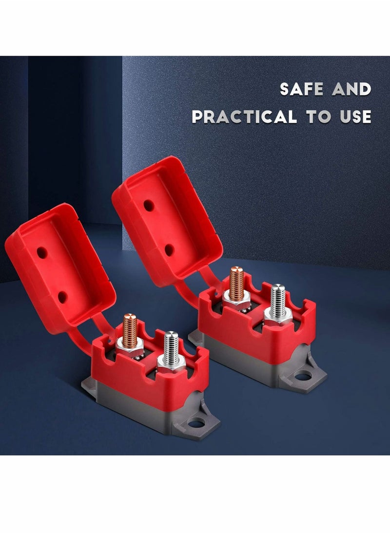 SYOSI Circuit Breaker, 4 Pieces Dc 50A 12V - 24V Automatic Reset Circuit Breakers  with Cover Stud Bolt for Automotive and More  - Image 3