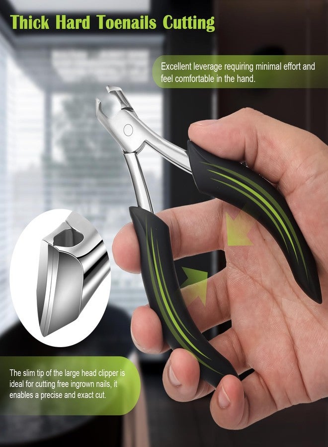 FVION Heavy Duty Nail Clippers for Men, Firm-Grip Toenail Clippers for Seniors' Thick Nails, Nickel Plated Professional Ingrown Toenail Clippers - Image 2