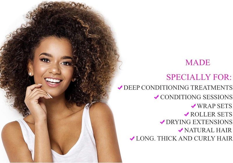 MBM Bonnet Hair Dryer Attachment-W/ 10 Silicone Hair Curlers-Extra Large Adjustable Soft Hooded Hair Dryer Bonnet With Extra Long Hose For Drying,Styling,Curling&Deep Conditioning Fits All Head&Hair Sizes - Image 3