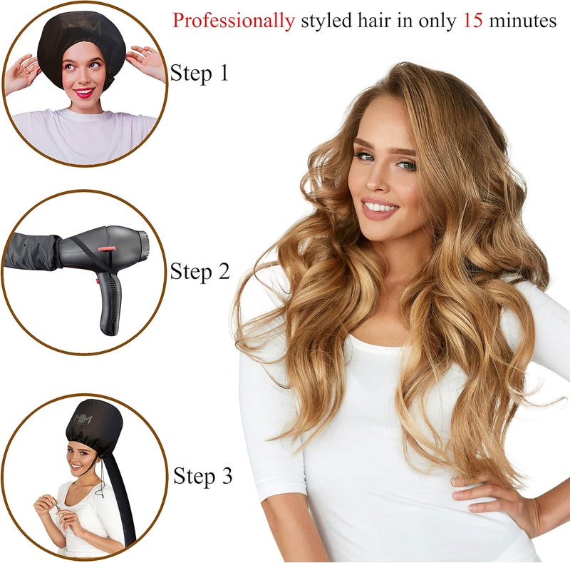 MBM Bonnet Hair Dryer Attachment-W/ 10 Silicone Hair Curlers-Extra Large Adjustable Soft Hooded Hair Dryer Bonnet With Extra Long Hose For Drying,Styling,Curling&Deep Conditioning Fits All Head&Hair Sizes - Image 4