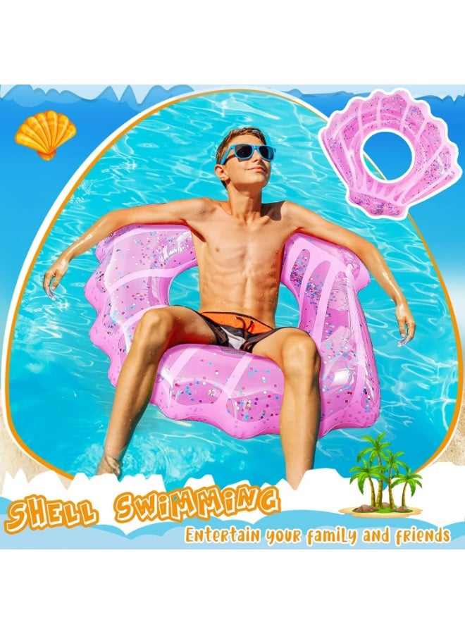 CMGTYYD 2 Pack Shell Swim Rings Inflatable Seashell Pool Float Swimming Floatie Glitter Confetti Raft Water Swim Tube Summer Beach Party Decorations(Pink, Blue) - Image 5