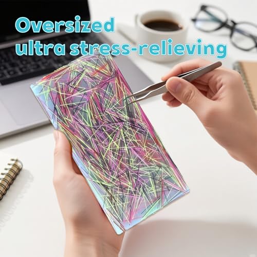 Titata Giant Skin Picking Fidget Toys 20x10cm Silicone Large Fidget Box with Tweezer Strings Hair Pulling Fidget Toys for Adults Stress and Anxiety Relief - Image 5