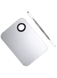 ISCRIO Professional Pro Stainless Steel Makeup Palette, Professional Cosmetic Mixing Makeup Palette Spatula Makeup Artist Tool, 1.0 Count  - Image 2
