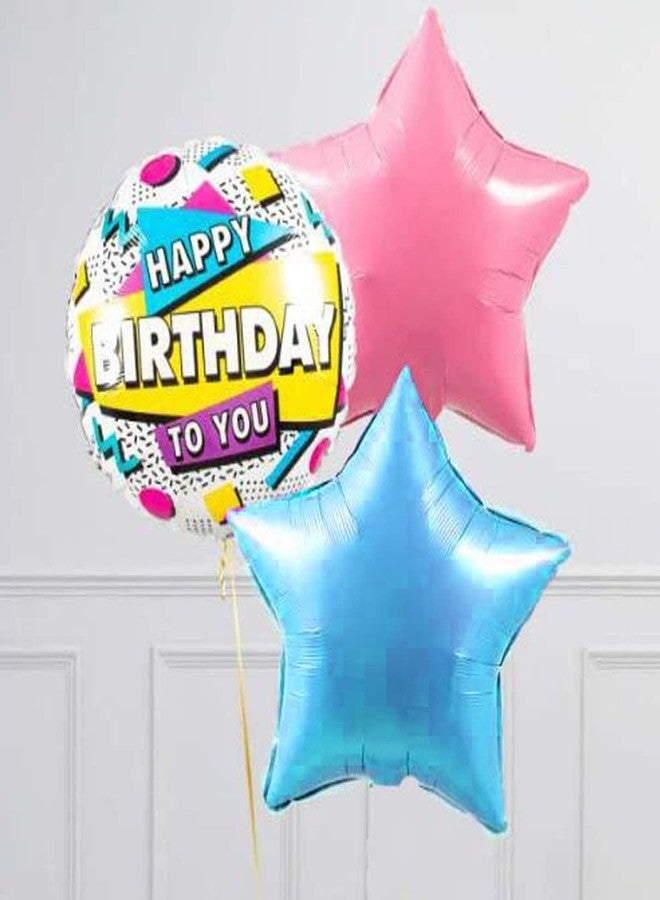 AMFIN® Happy Birthday To You Balloon/Happy Birthday Round Balloons/Happy Birthday Foil Round Balloon/Star Balloons For Birthday/Star Balloons For Decoration - Multi - Image 1