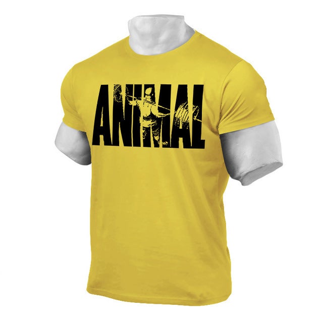 Generic Mens clothing 2020 new fitness sports casual cotton European and American fashion fashion clothing personalized letter short sleeve t-shirt Yellow