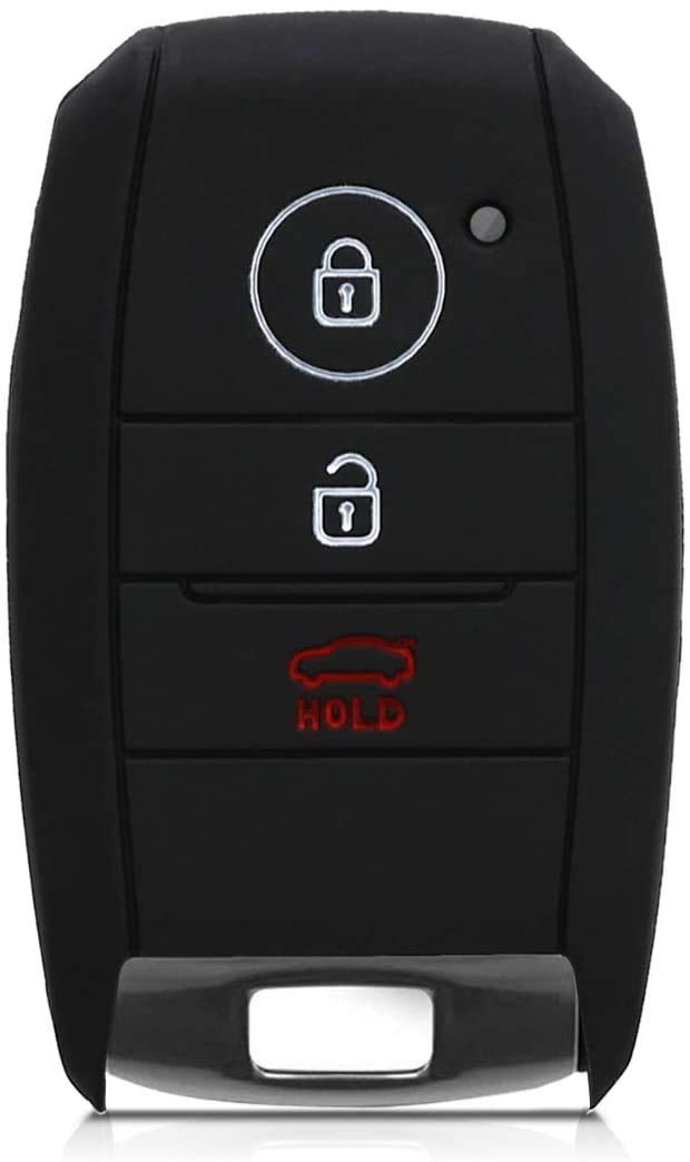 JVCV® Silicone Key Cover Compatible with Kia Seltos Sonet Carens 3 Button Smart Key - Rally Stripe - Stylish Durable Protector (Black Red) - Image 3