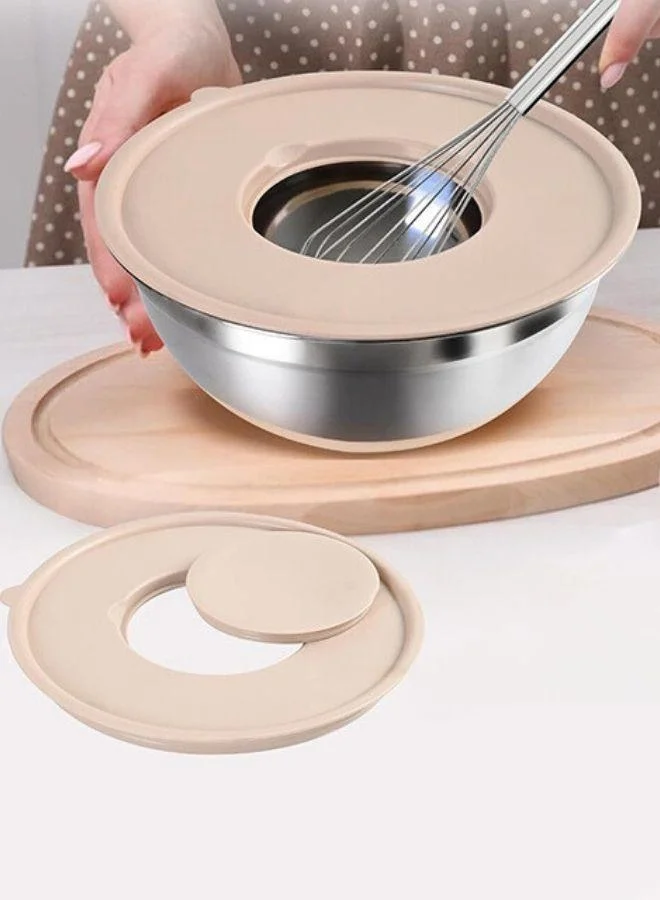 Casa Quesera 17-Piece -Stainless Steel Non slip Mixing Bowl Set with Airtight Lids & Graters+ Kitchen Gadgets for Mixing & Serving- BEIGE