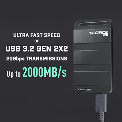 TEAMGROUP T-Force M200 Portable External SSD 4TB USB3.2 Gen2x2 Type-C Read/Write 2000MB/s Compatible with PS5 & Xbox & Chrome OS T8FED9004T0C102 - Image 2