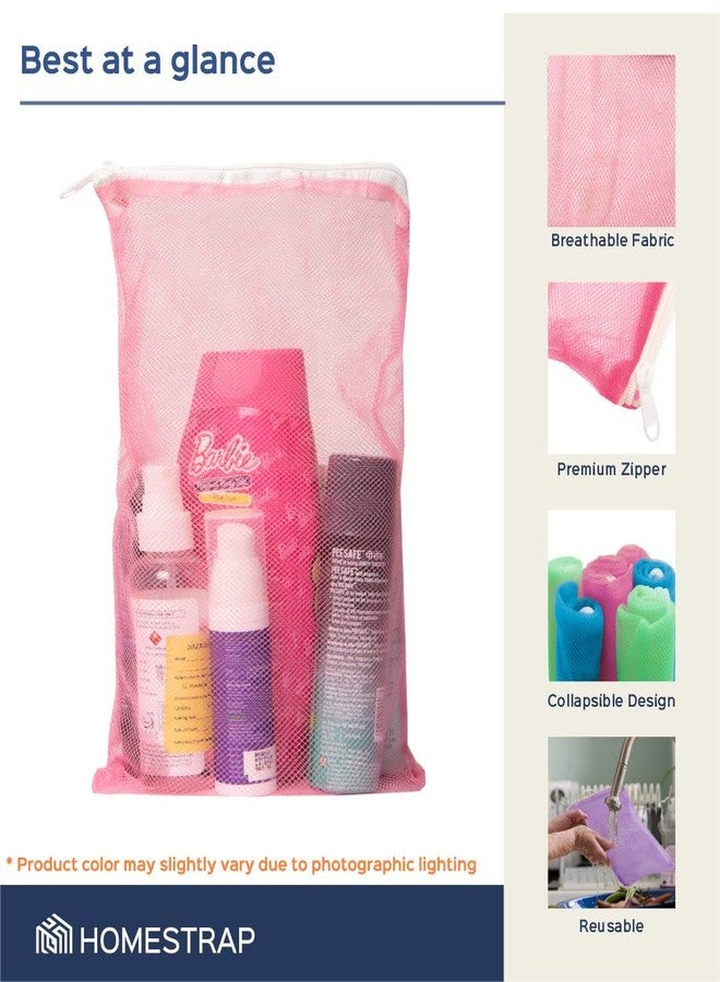 هومستراب أكياس تخزين شبكية قابلة لإعادة الاستخدام من هوم ستراب، مزودة بسحاب، لتخزين الفواكه والخضراوات في الثلاجة (متعددة الألوان، قياسية) - مجموعة من 12 كيسًا - Image 3