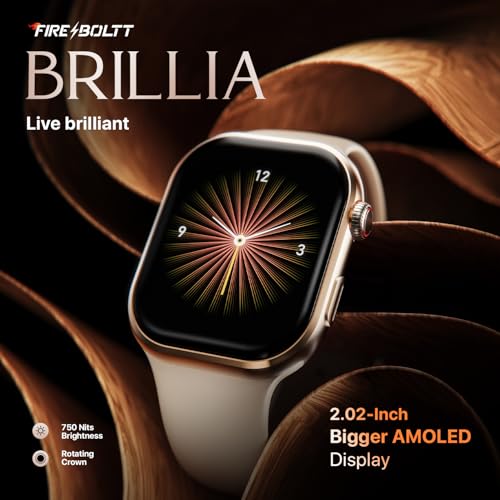 Fire-Boltt Brillia Smart Watch 2.02” Super AMOLED Display, Bluetooth Calling, SpO2, Heart Rate Monitor, 120+ Sports Modes, Fitness Tracker, Voice Assistant, Smart Watch for Man & Women - Image 2